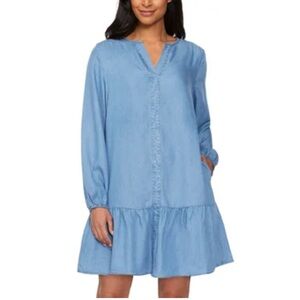 Buffalo Women's Long Sleeve Chambray Dress Blue